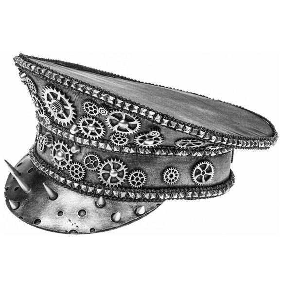 Silver Steampunk Spike Gear Hat NWT - Picture 8 of 9